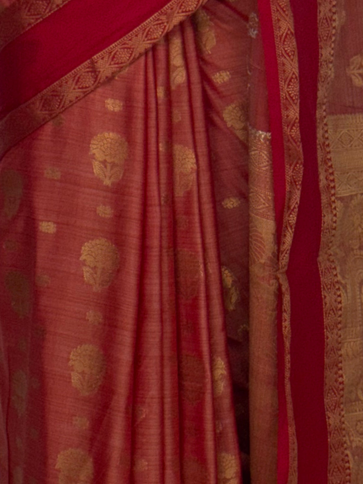 MIMOSA Red Banarasi Saree — fleets shot full lifestyle