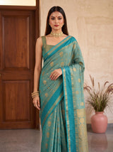 MIMOSA Sapphire Banarasi Saree — pose 10 styling detail