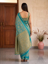 MIMOSA Sapphire Banarasi Saree — pose 2 styling detail