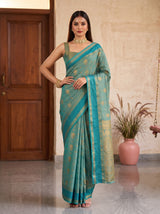 MIMOSA Sapphire Banarasi Saree — pose 4 styling detail