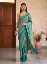 MIMOSA Sapphire Banarasi Saree — pose 6 styling detail