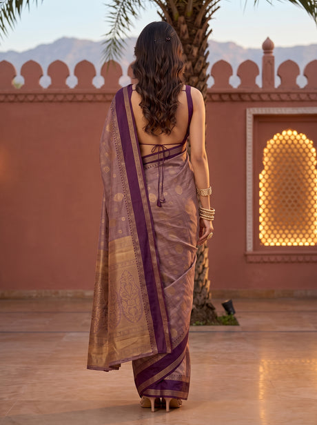 MIMOSA Jamun Banarasi Saree — pose 2 styling detail