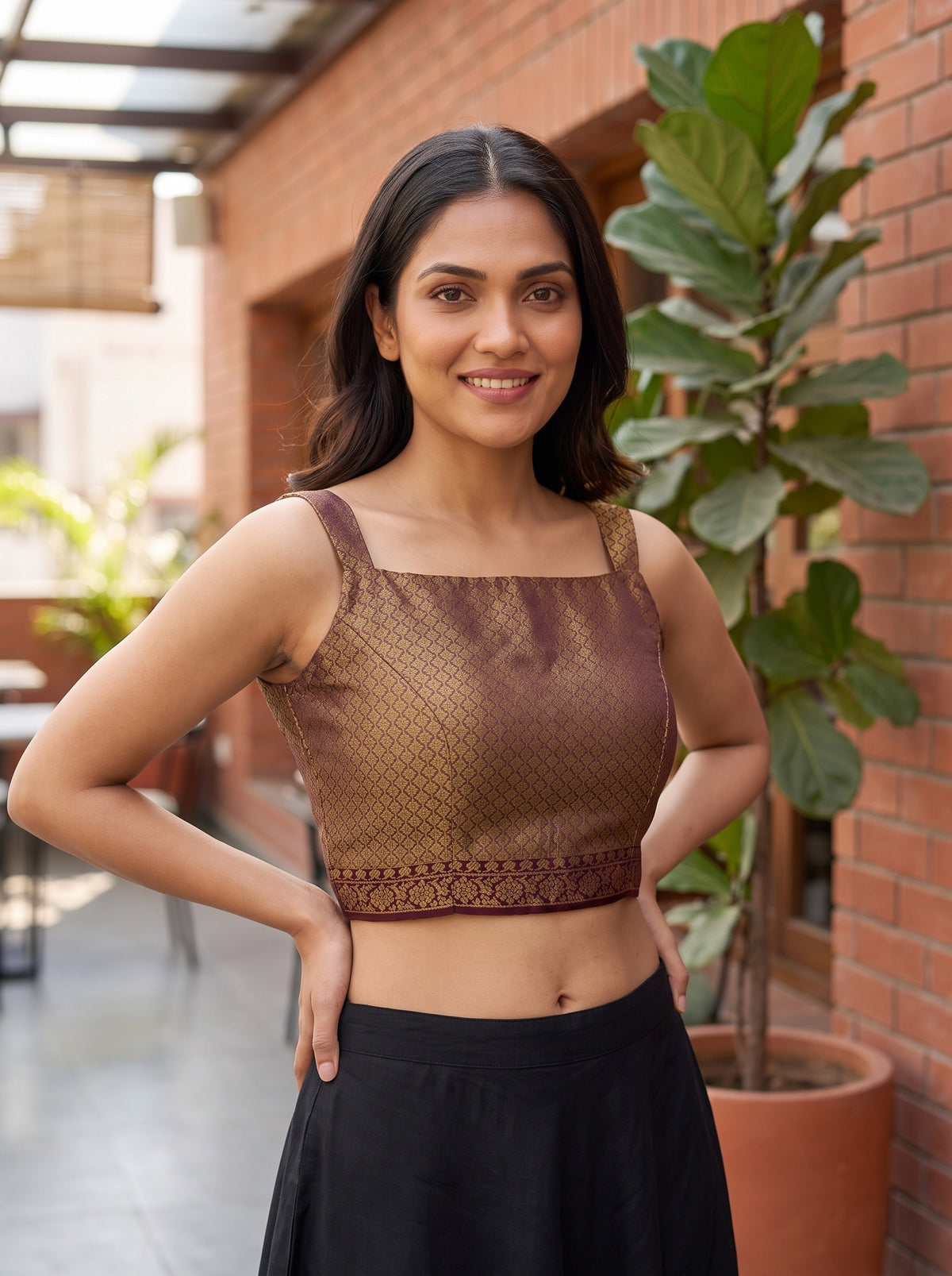 MIMOSA Jamun Banarasi Saree — blouse close-up