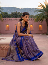 MIMOSA Royal Blue Banarasi Saree — pose 8 styling detail