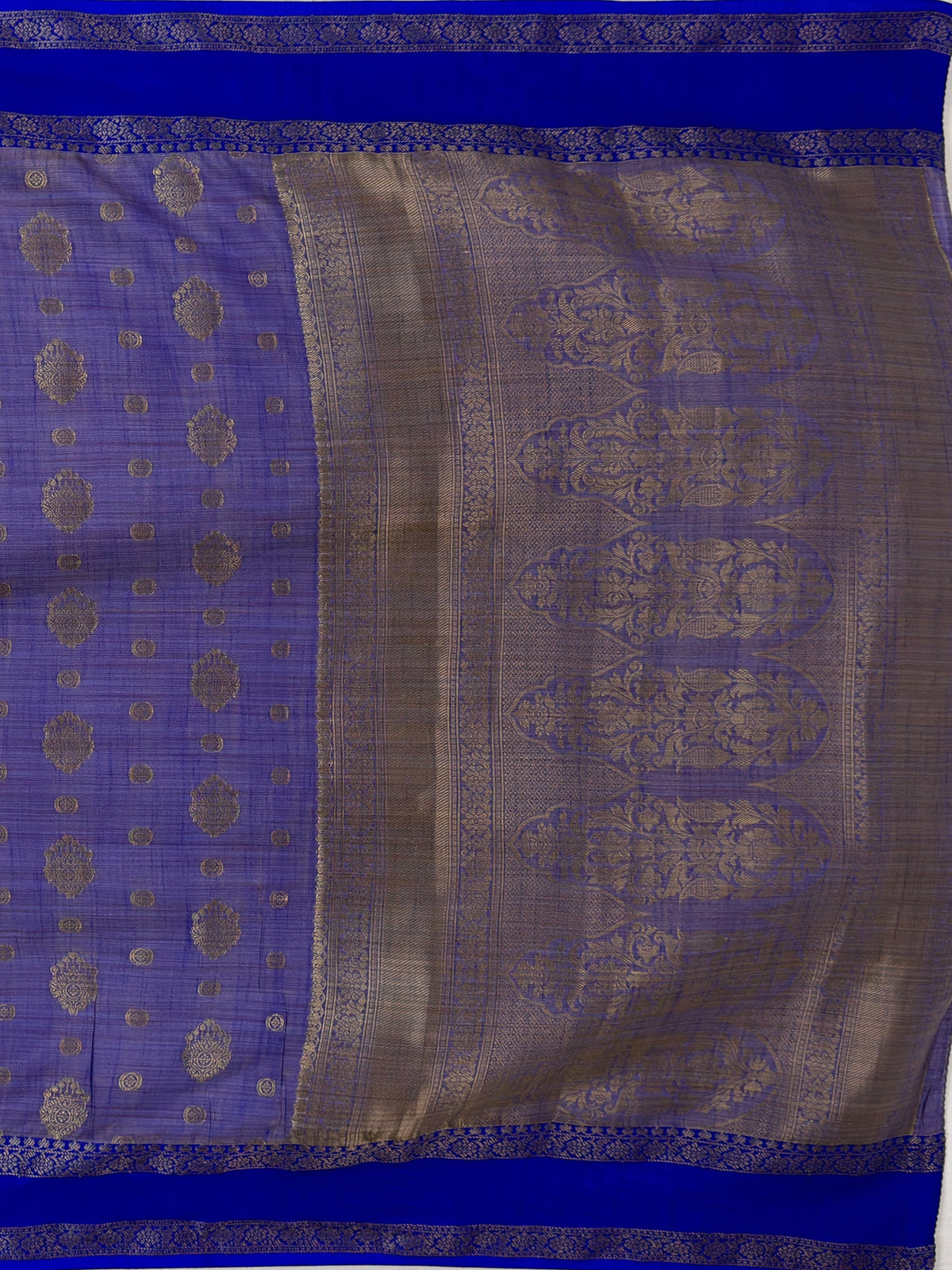 MIMOSA Royal Blue Banarasi Saree — pallu and zari work detail