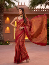 MIMOSA Red Banarasi Saree — pose 5 styling detail