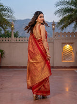 MIMOSA Red Banarasi Saree — pose 7 styling detail
