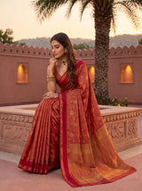 MIMOSA Red Banarasi Saree — pose 8 styling detail