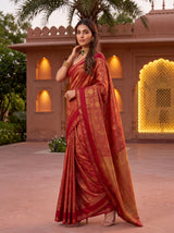 MIMOSA Red Banarasi Saree — pose 9 styling detail