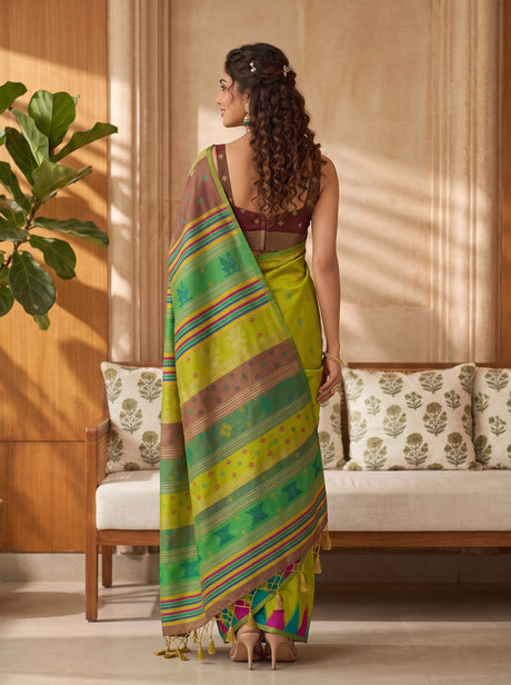 MIMOSA Liril Berhampuri Art Silk Saree — Saree pallu and body details