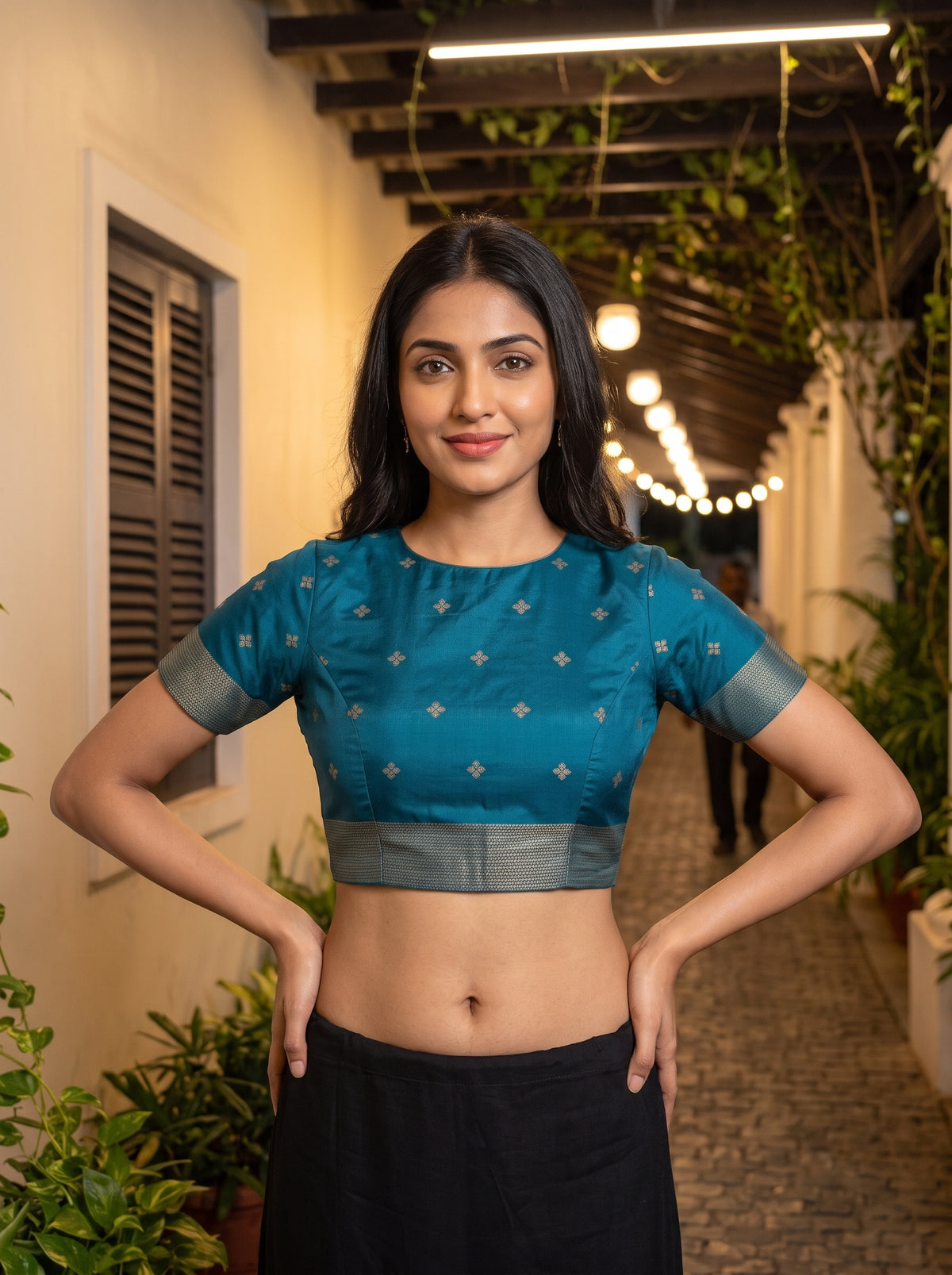 MIMOSA Grey Berhampuri Saree — blouse close-up