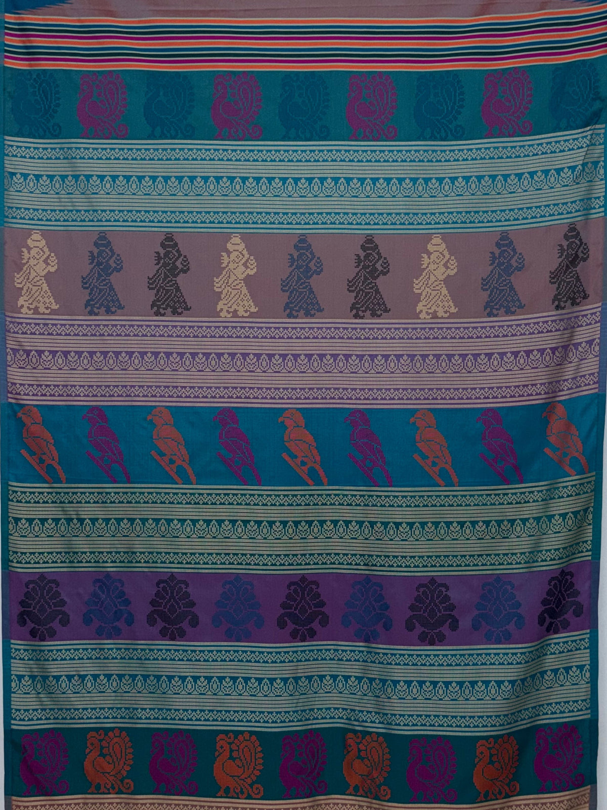 MIMOSA Grey Berhampuri Saree — pallu and zari work detail