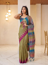 MIMOSA Grey Berhampuri Saree — pose 5 styling detail