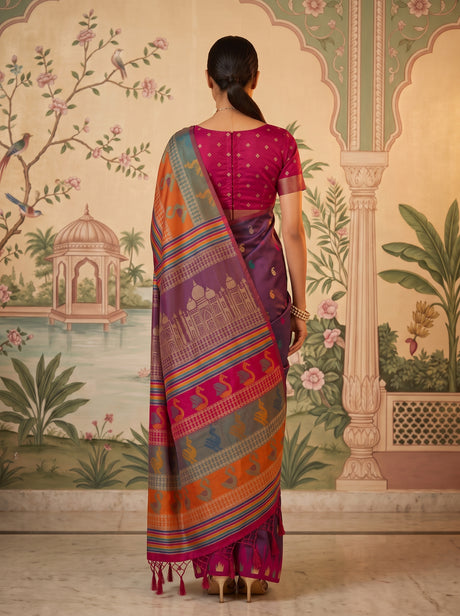 MIMOSA Brown Berhampuri Saree — pose 2 styling detail