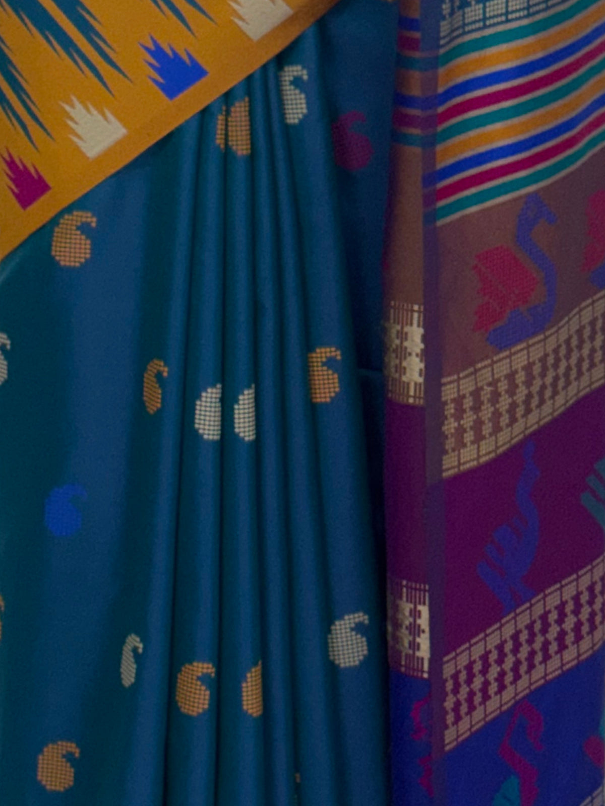 MIMOSA Royal Blue Berhampuri Saree — fleets shot full lifestyle
