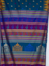 MIMOSA Royal Blue Berhampuri Saree — pallu and zari work detail