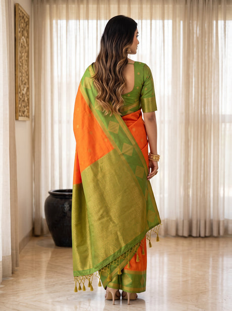 MIMOSA Gold Kanjivaram Saree — pose 2 styling detail