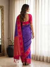 MIMOSA Purple Kanjivaram Saree — pose 2 styling detail
