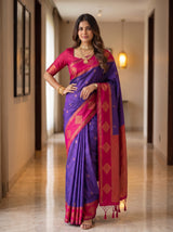 MIMOSA Purple Kanjivaram Saree — pose 4 styling detail
