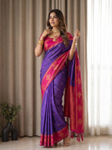 MIMOSA Purple Kanjivaram Saree — pose 5 styling detail