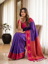 MIMOSA Purple Kanjivaram Saree — pose 8 styling detail