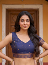 MIMOSA Grey Kanjivaram Saree — blouse close-up