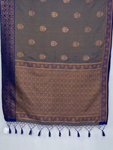 MIMOSA Grey Kanjivaram Saree — pallu and zari work detail