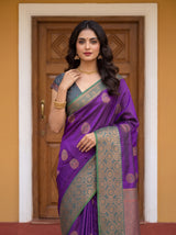 MIMOSA Purple Kanjivaram Saree — pose 10 styling detail