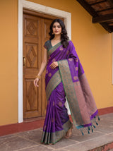 MIMOSA Purple Kanjivaram Saree — pose 5 styling detail