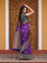 MIMOSA Purple Kanjivaram Saree — pose 9 styling detail