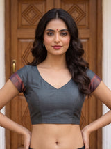 MIMOSA Purple Kanjivaram Saree — blouse close-up