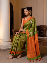 MIMOSA Green Kanjivaram Art Silk Saree — pose 8 styling detail