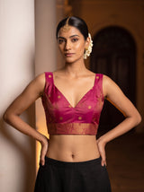 MIMOSA Rama Kanjivaram Art Silk Saree — blouse close-up
