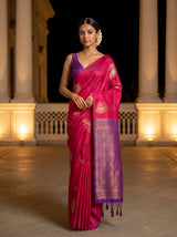 MIMOSA Strawberry Kanjivaram Art Silk Saree — Model lifestyle pose