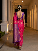 MIMOSA Strawberry Kanjivaram Art Silk Saree — Saree shot pallu and body