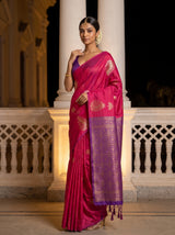 MIMOSA Strawberry Kanjivaram Art Silk Saree — pose 5 styling detail