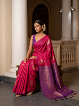 MIMOSA Strawberry Kanjivaram Art Silk Saree — pose 8 styling detail
