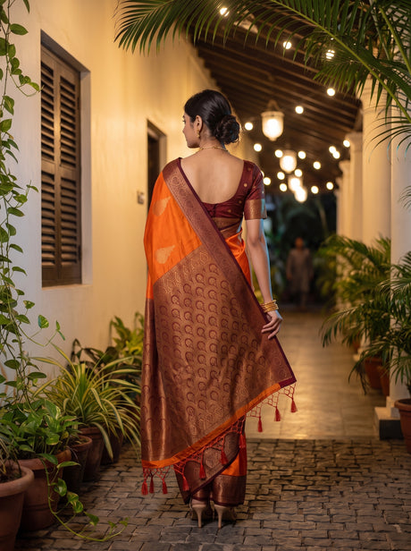 MIMOSA Gold Kanjivaram Art Silk Saree — pallu and body shot