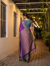 MIMOSA Purple Kanjivaram Art Silk Saree — pallu and body shot