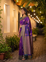 MIMOSA Purple Kanjivaram Saree — pose 3 styling detail