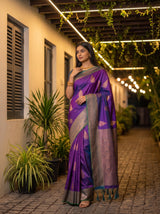 MIMOSA Purple Kanjivaram Saree — pose 5 styling detail