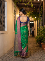 MIMOSA Rama Kanjivaram Art Silk Saree — pallu and body shot