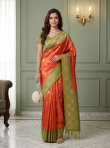 MIMOSA Mustard Kanjivaram Saree — front view on mannequin