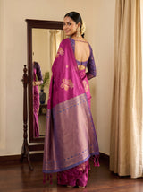 MIMOSA Wine Kanjivaram Saree — pose 7 styling detail