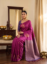 MIMOSA Wine Kanjivaram Saree — pose 8 styling detail
