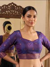 MIMOSA Wine Kanjivaram Saree — blouse close-up
