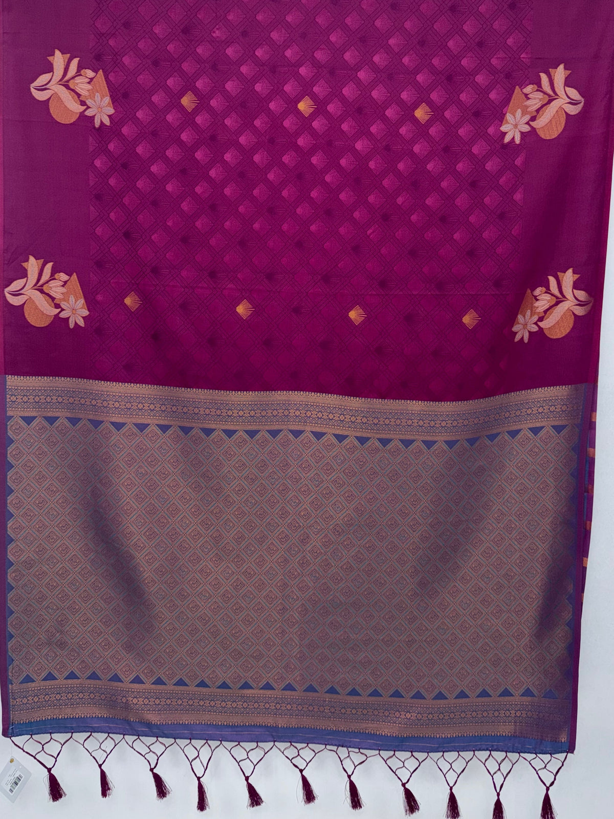 MIMOSA Wine Kanjivaram Saree — pallu and zari work detail