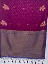 MIMOSA Wine Kanjivaram Saree — pallu and zari work detail