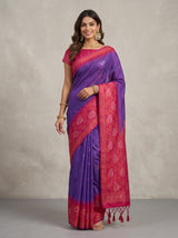 MIMOSA Violet Kanjivaram Art Silk Saree — AI Model lifestyle pose