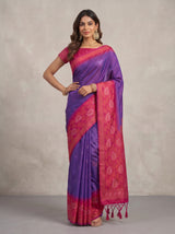 MIMOSA Violet Kanjivaram Art Silk Saree — model mid-section
